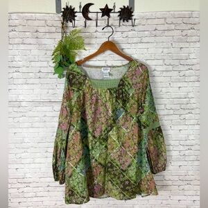 Monroe and Main Cotton Patchwork Print Floral Witchcore Blouse